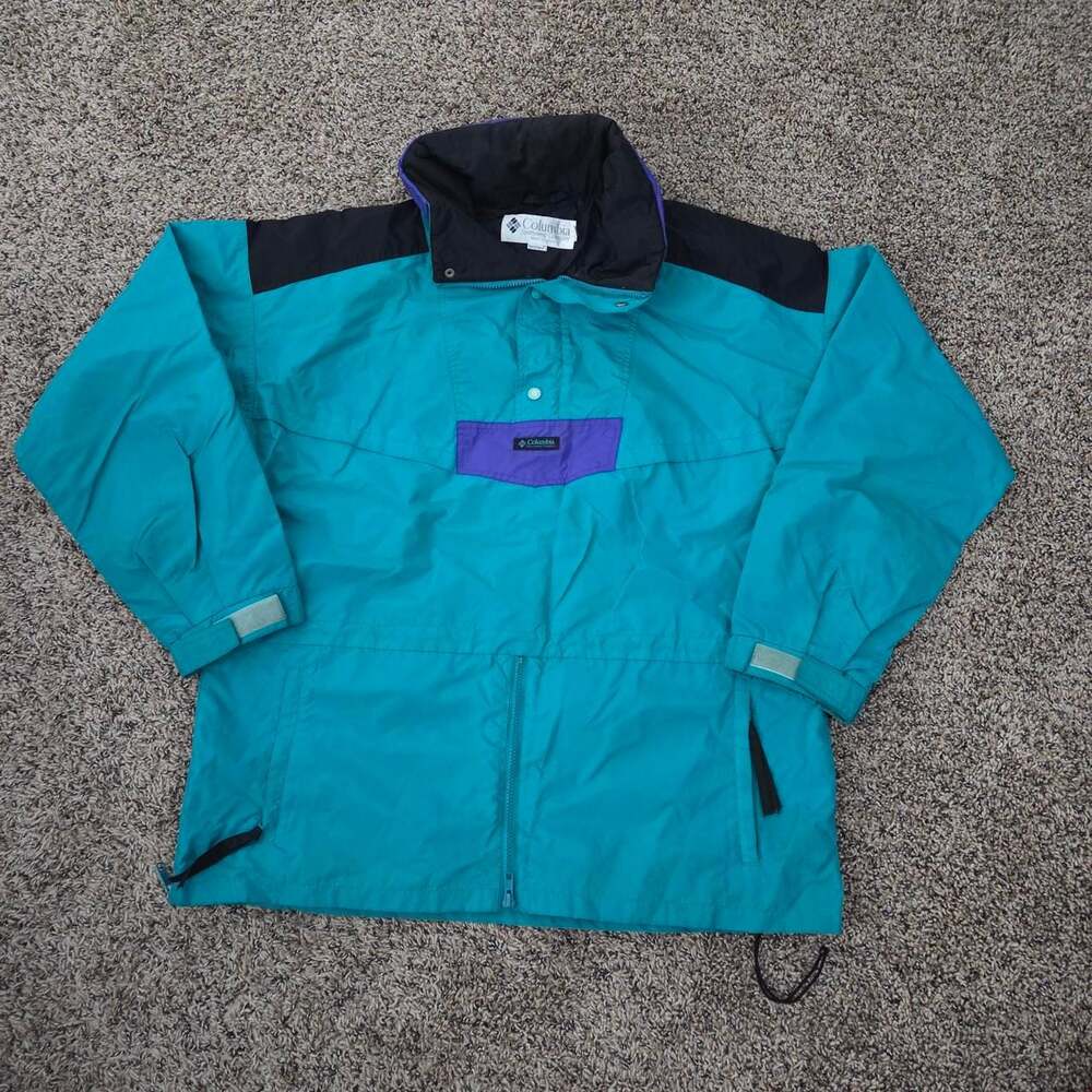 Vintage 90s Columbia Radial Sleeve Pullover Windbreaker Jacket XL
